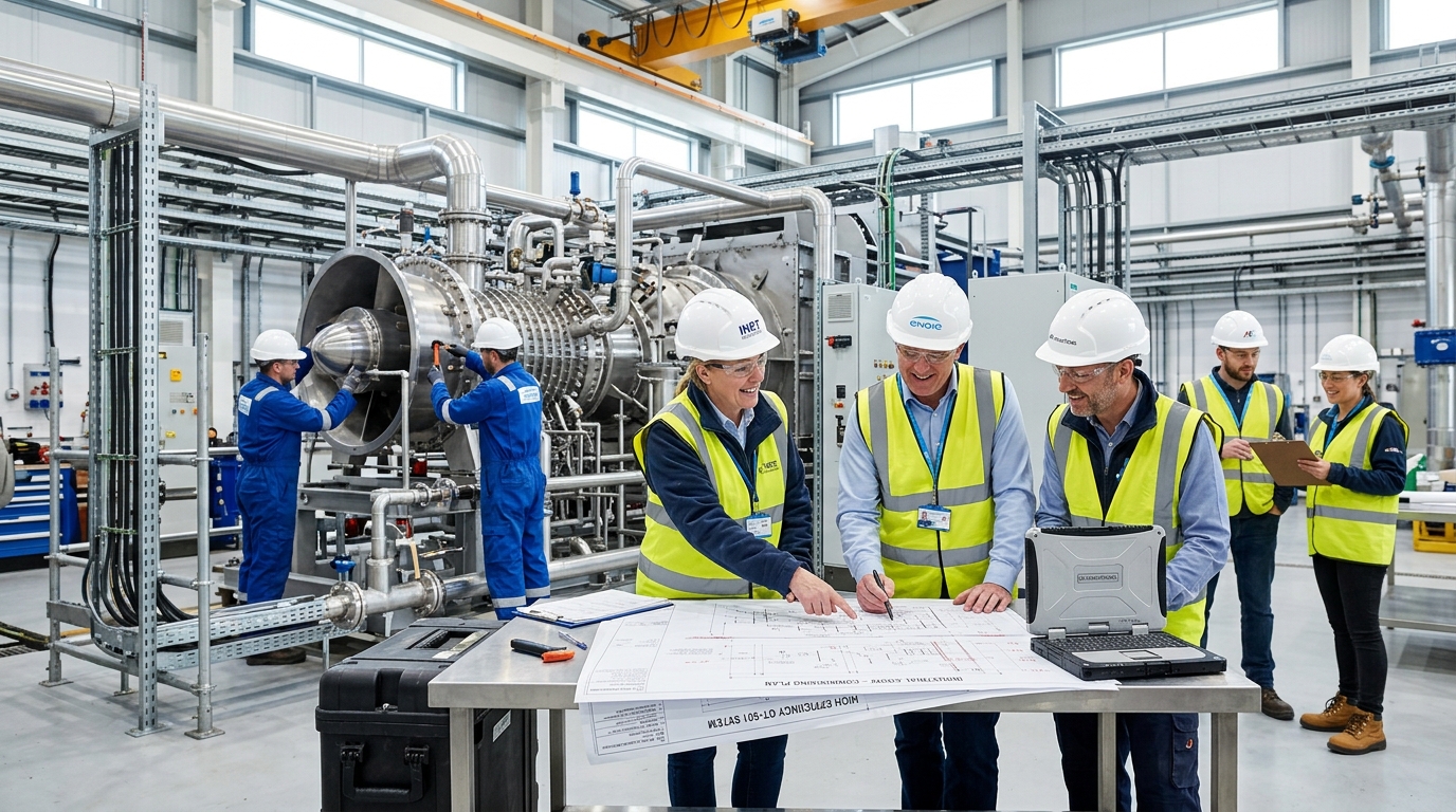 Engineering Team Supervising Turnkey Energy Project Commissioning