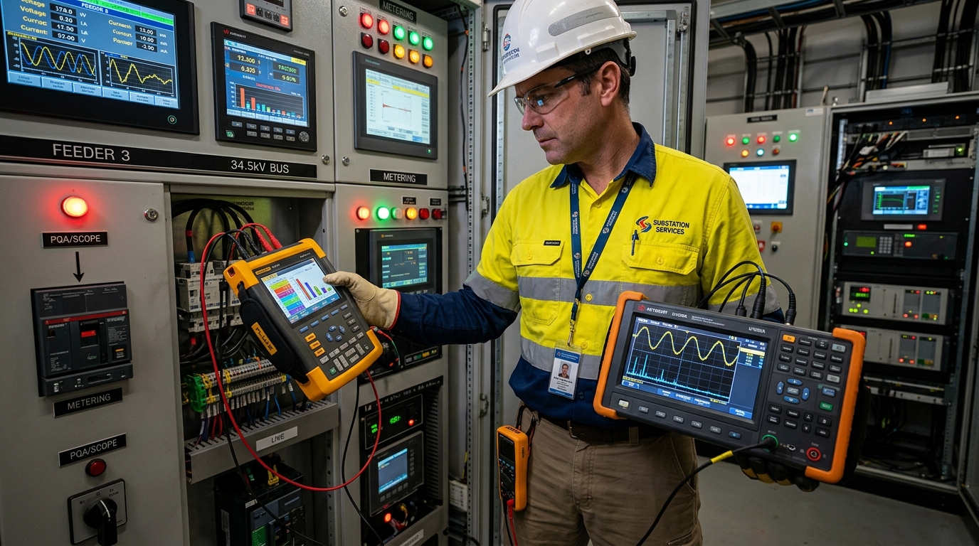 Electrical Engineer Conducting Power Quality Waveform Logging